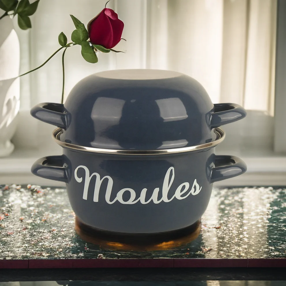 BSCI Manufacturer High Quality Kitchen Enamelware Sea Food Boil Enamel Mussel Pot