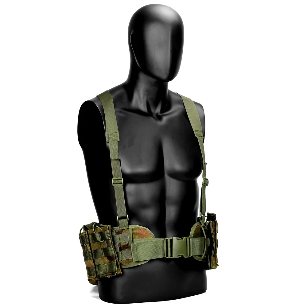 JSH Assault Tactical Harness Kit Loaded Gear Y-Straps Hunting Tactical Padded Belt with Harness Tactical Belt Chest Rig