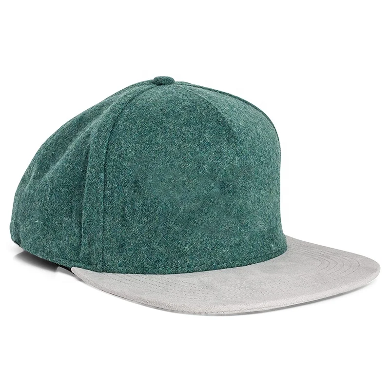 Wholesale Custom Leather Patch Logo 5 Panel Dad Hat High Quality  Woolen Sport Gorras Oem Men Trendy Baseball Cap