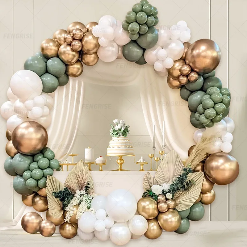 Sage Green Balloon Garland Kit Green White Metallic Gold Latex Balloons Arch Kit For Baby Shower Birthday Party Decorations