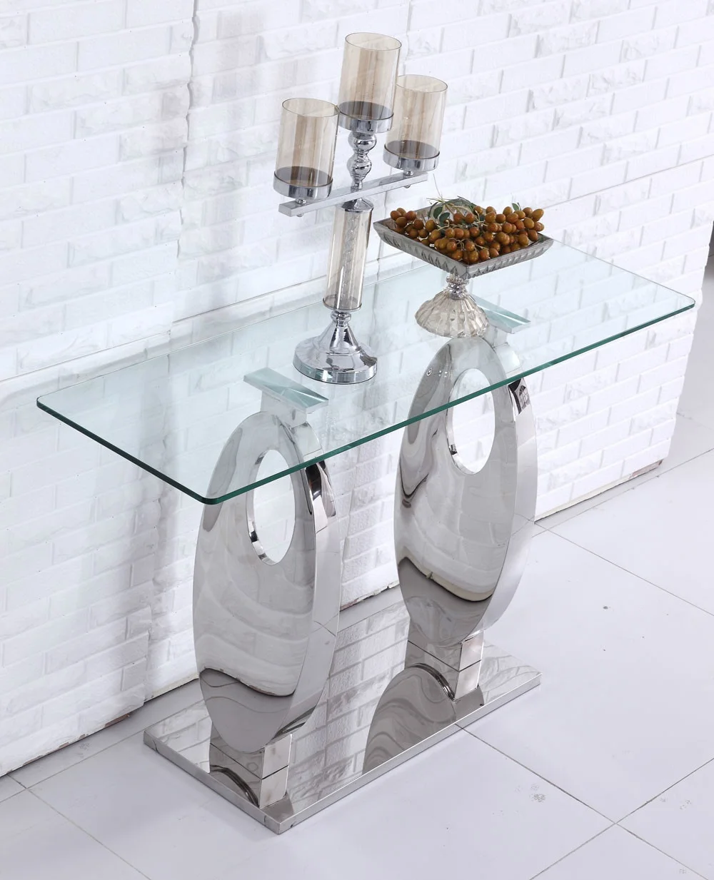 Modern Glass Mirror Console Table