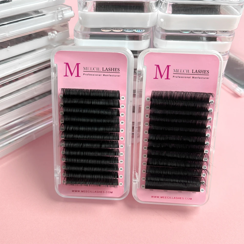 Individual Cashmere Mink PBT Custom Own Brand Hand Made Matte Black Mega Volume Jet Black 0.03 Lash Extensions Trays