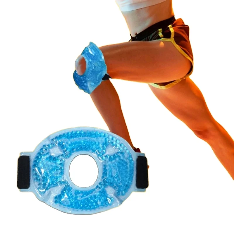 Pain Relief Reusable PVC Gel Beads Knee Hot Cold Compress Wrap Soft Plush Elastic Adjustable Strap Leg Use