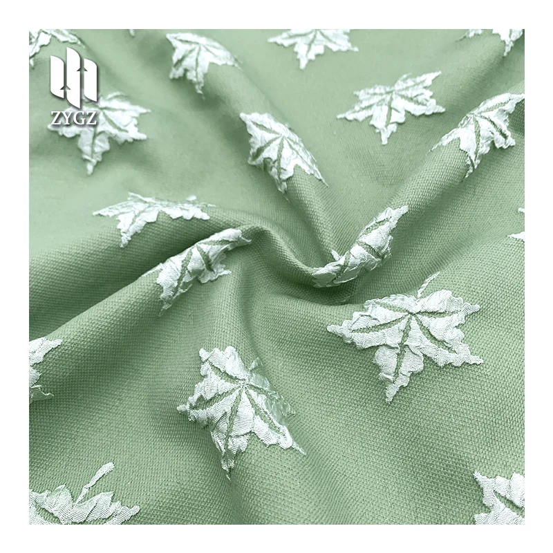 95% Polyester 5% Spandex Fashion Design Embroidery 3D Relief Maple leaf Jacquard Fabrics For Clothing Dresses Bags