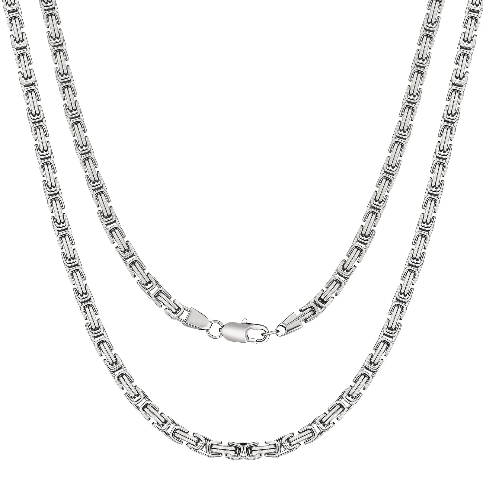 5mm King Chain Stainless Steel Hip Hop Bike Link Necklace Byzantine Chains Necklaces For Men