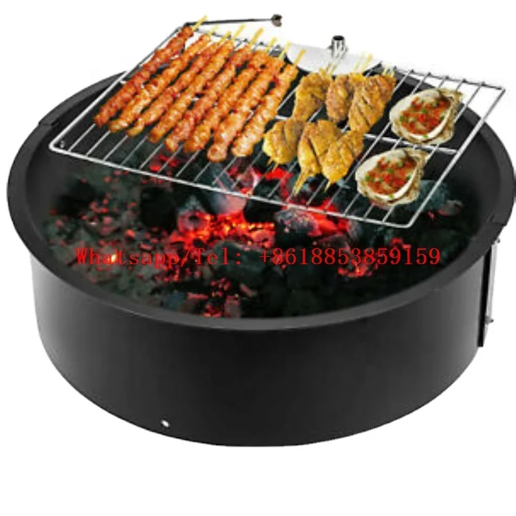 Outdoor steel fire pit barbecue grill bbq wood and charcoal BBQ grill