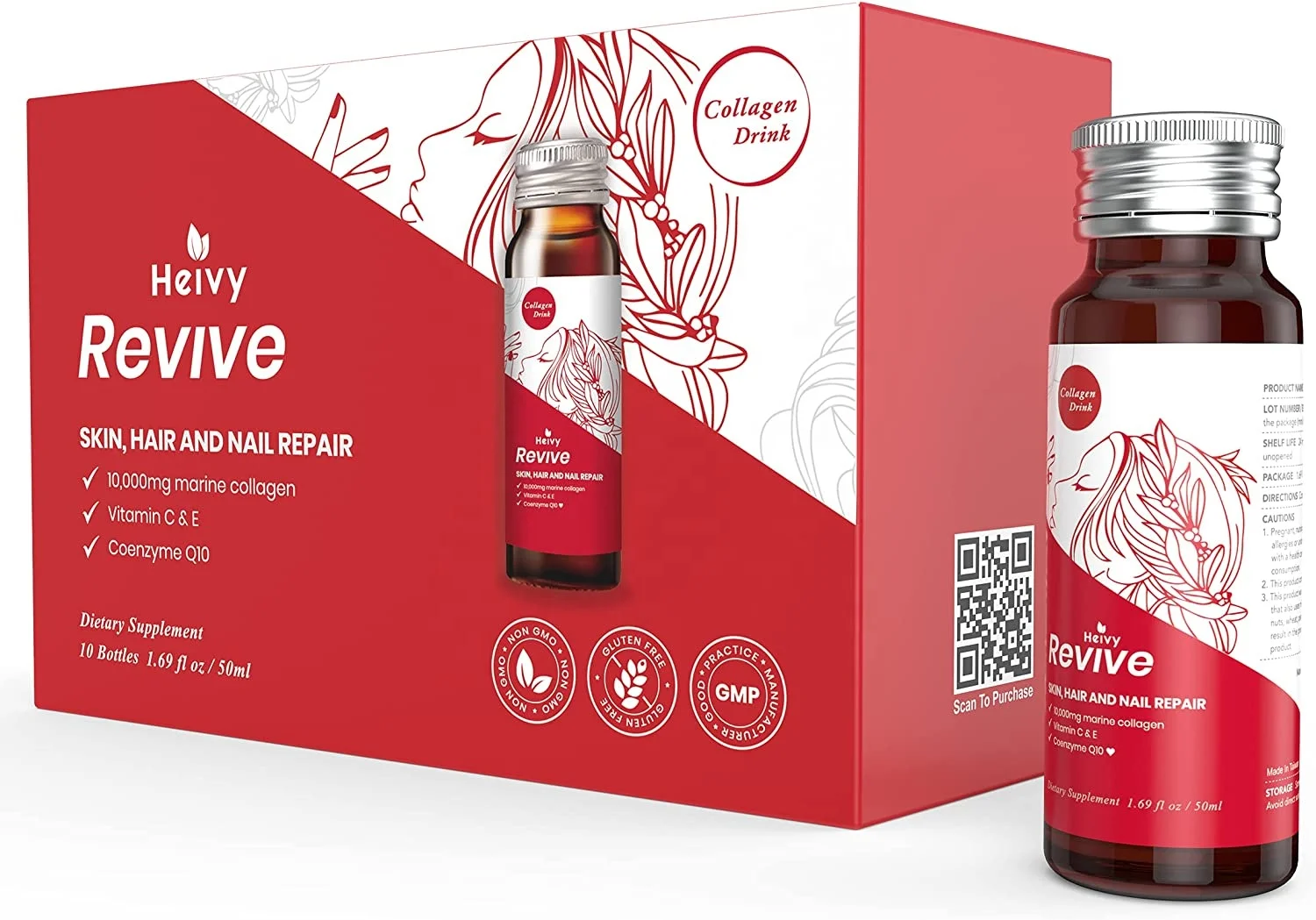 Natural Lady Beauty Products Skin Whitening Anti Aging Marine Collagen Drink 10,000mg With Coenzyme Q10 OEM