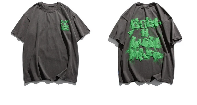 Wholesale  Custom Logo Round Neck 100% Cotton Puff T shirt Street wearing Men Soft Oversize T-shirts Men