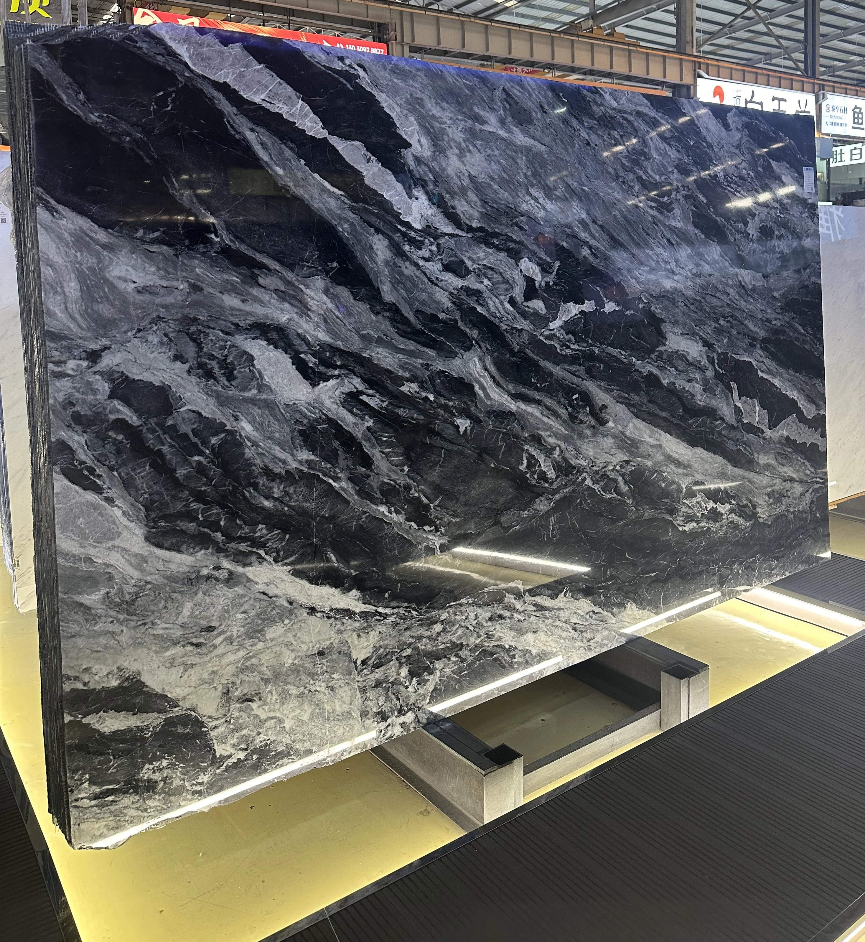 Polished Fantasy Black Marble Fusion White Veins Natural Stone Slabs for Kitchen Table Top Marble Wall Floor
