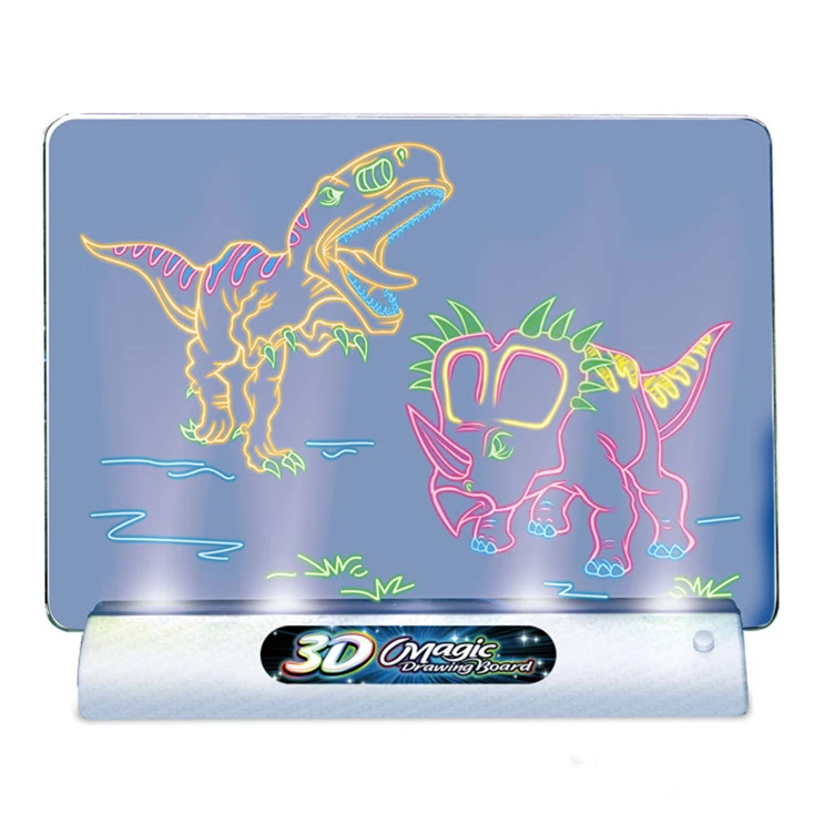3D флуоресцентная Волшебная светящаяся Тройная доска для письма граффити доска светящаяся головоломка детская доска для рисования