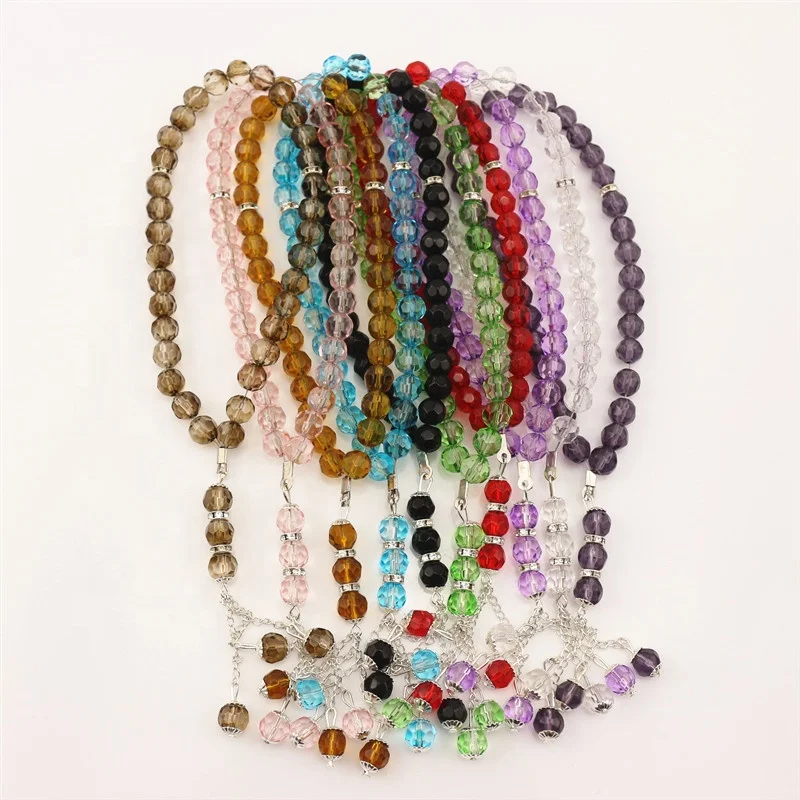 Factory Supply Cheap Price Muslim Rosary Beads Glass Prayer Beads Bracelets 33pcs Crystal Gifts CHRISTIAN Religious Princess Cut