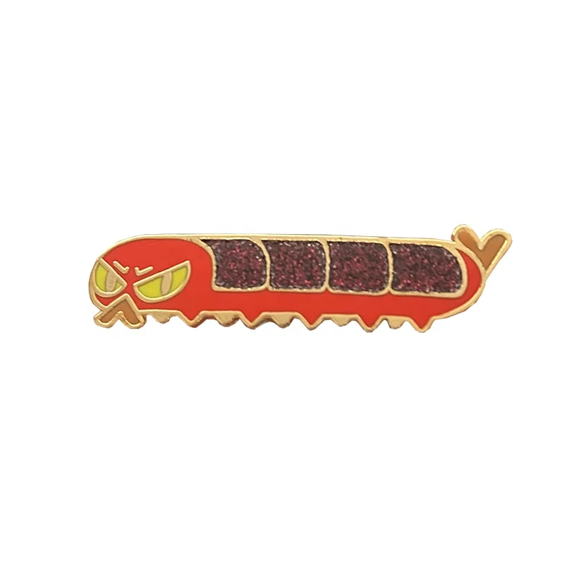 Custom Cartoon Red Cute Angry Bug Car Lapel Pin High Quality Red Glitter Gold Metal Hard Enamel Pins For Clothes Bag Gift
