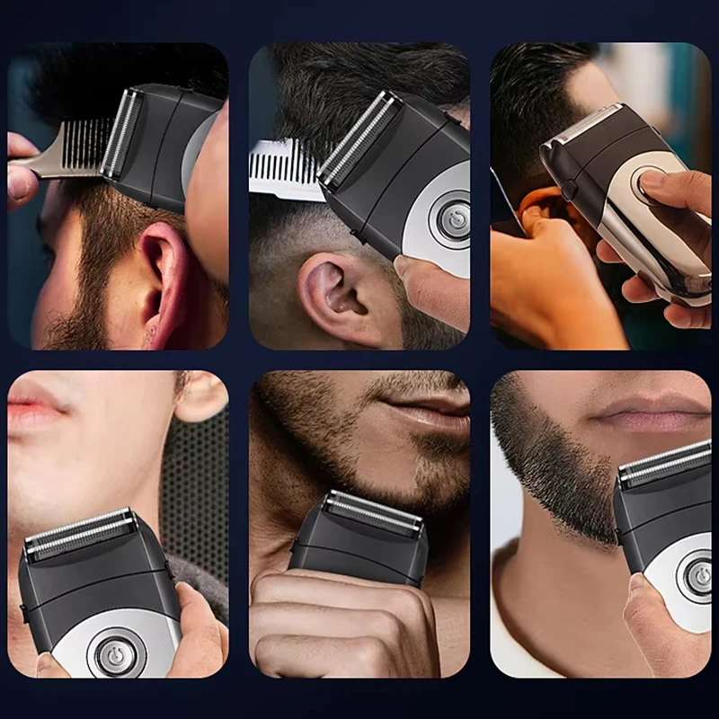 Komingdon Rechargeable Electric Shaver Men Reciprocating 2 in 1 Waterproof Foil Razor Bald Hair Pop-up Sideburn Trimmer Machine