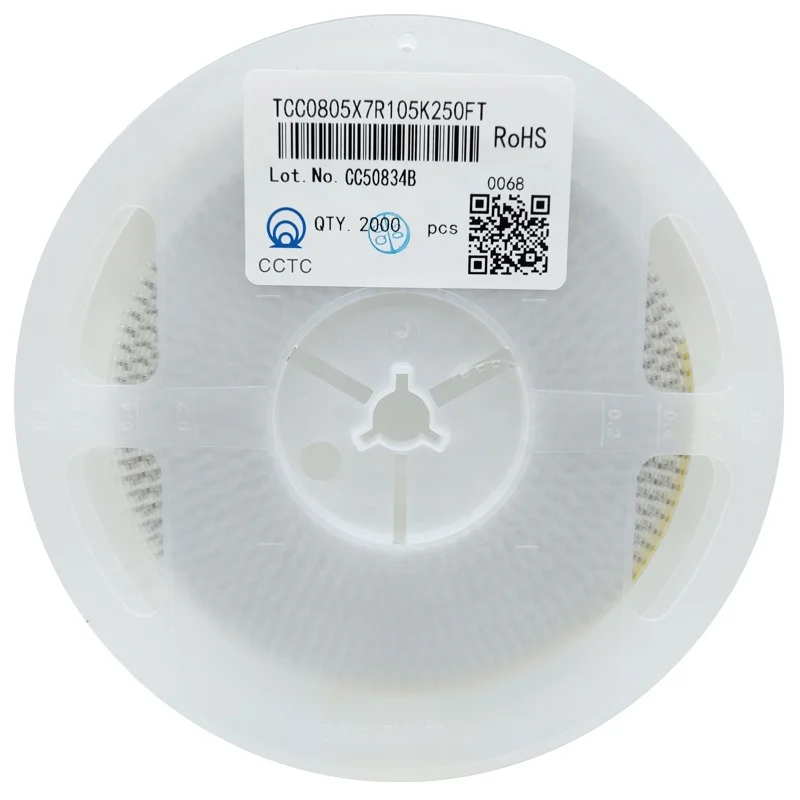 
Original Product MLCC Multilayer Chip 0805 1UF 10% 105k 25V SMD Ceramic Capacitor 