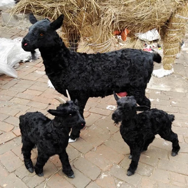Simulation Black Goat Model Big Goat Ornaments Simulation Animal Props Leather Goat Hair Large Black Sheep