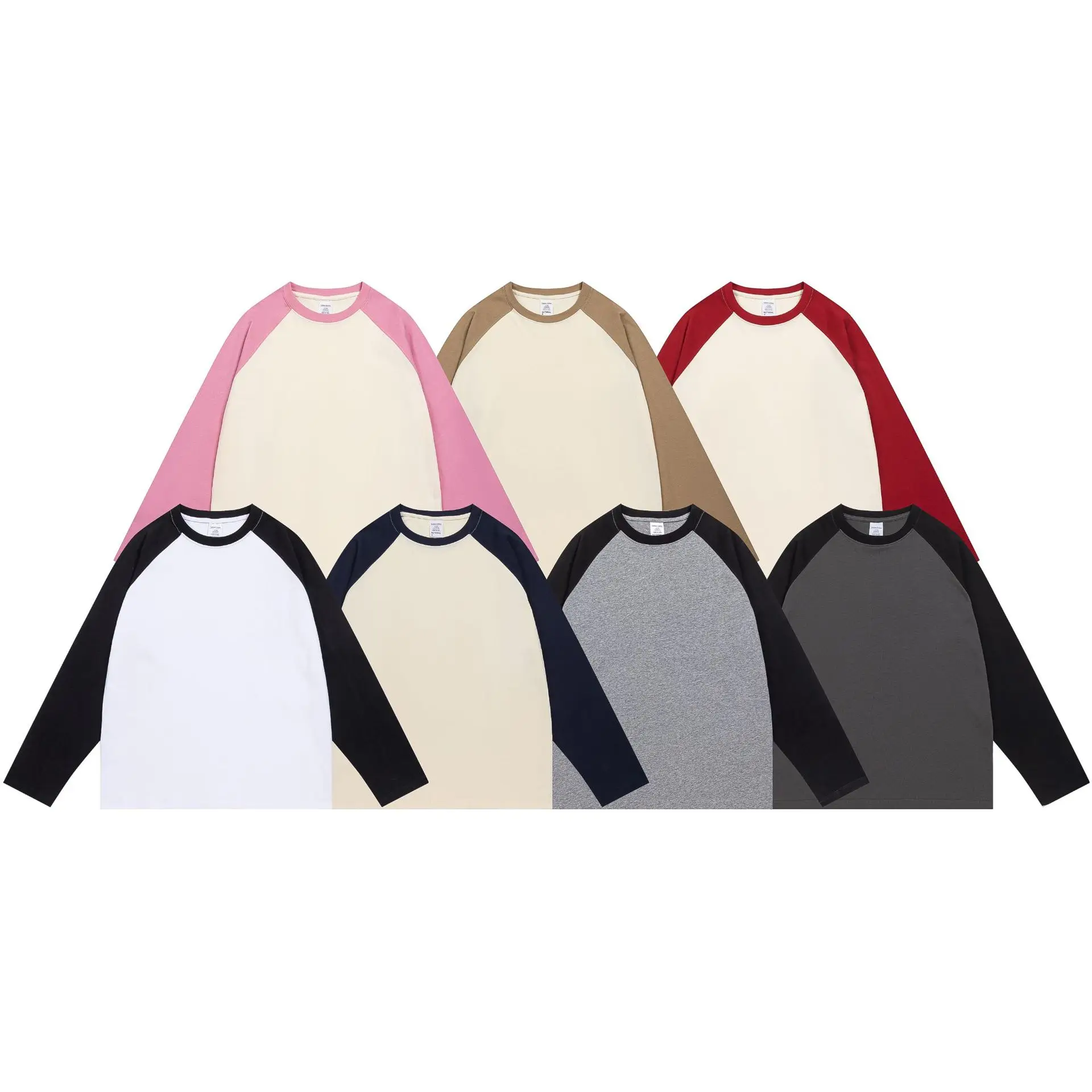 MT2534 Top Sellers Wholesales Custom Color Block Raglan Sleeve 250g 100% Cotton Long Sleeve T-Shirts For Men