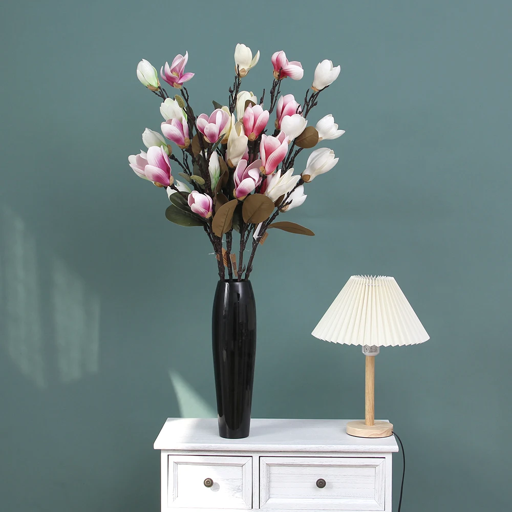 Cheap Price Ball Magnolia Artificial Wedding Flower Dandelion Fabric Plastic Flower Natural For Wedding Party Graduation