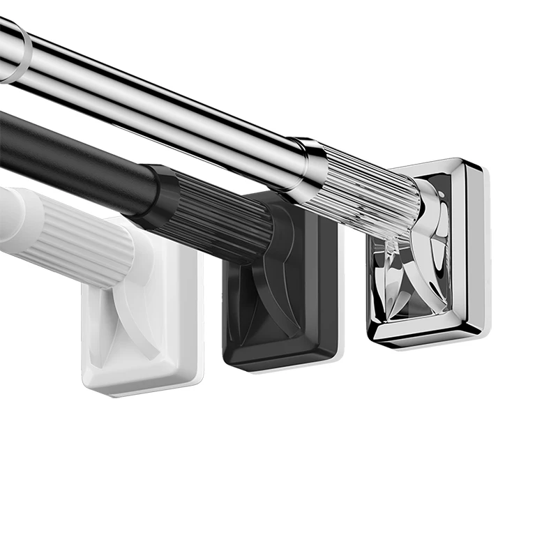 Punch free Strong adsorption Non-slip Portable Shower Curtain Rod Swivel Shower Poles Self Supporting Curtain Pole