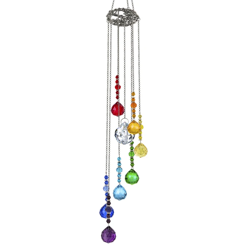 H&D Chakra Crystal Ball Prisms Suncatcher Tree of Life Window Hanging Ornament Rainbow Maker Pendant for Home, Garden Decoration