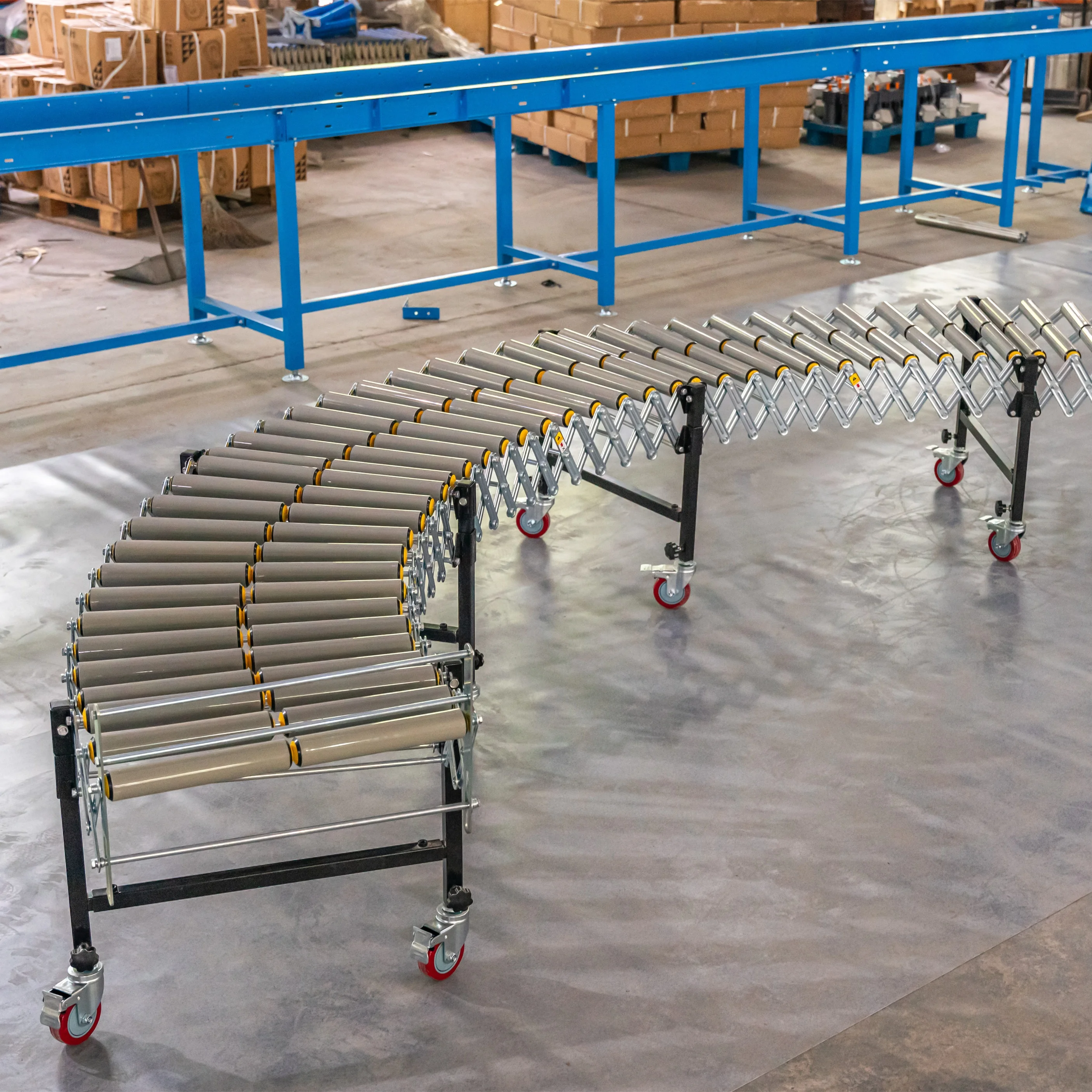 Тяжелый гибкий роликовый конвейер для разгрузки контейнеров