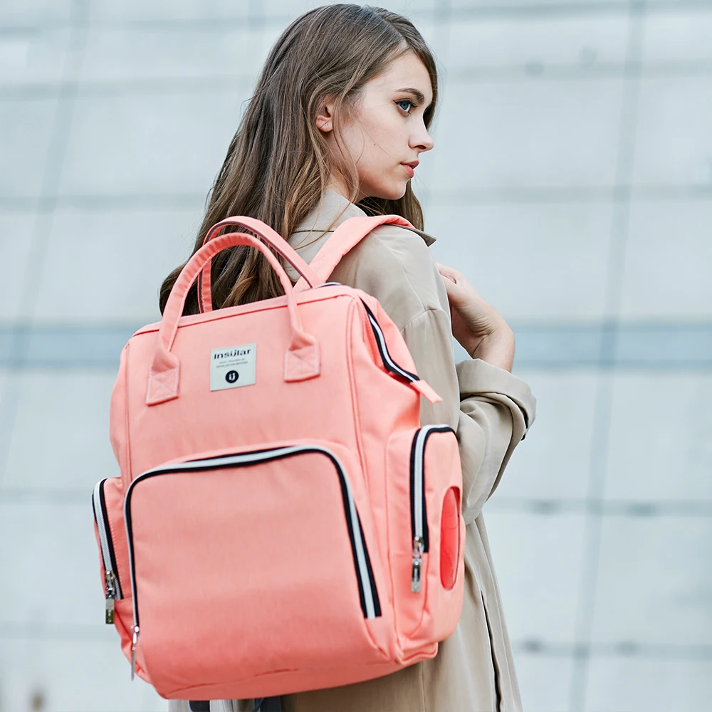 Diaper bag backpack large multifunction water-proof baby nappy changing bags for mom with Insulated Pockets stroller straps