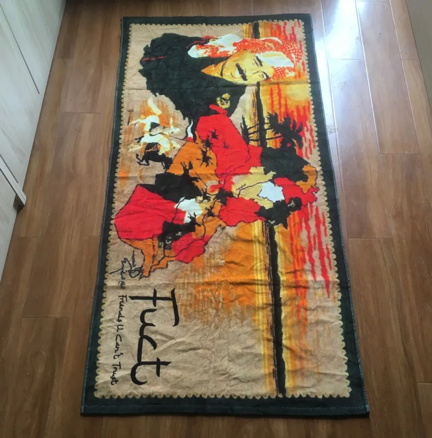 Custom digital print 100% cotton fouta large beach towels with logo