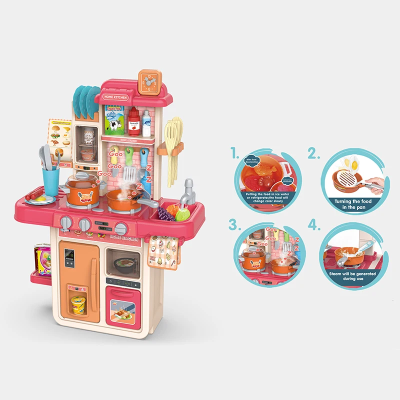 Kids Pretend Play Kitchen Toy with Realistic Lights & Sounds , Boys and Girls Kitchen Toy Cooking Tools