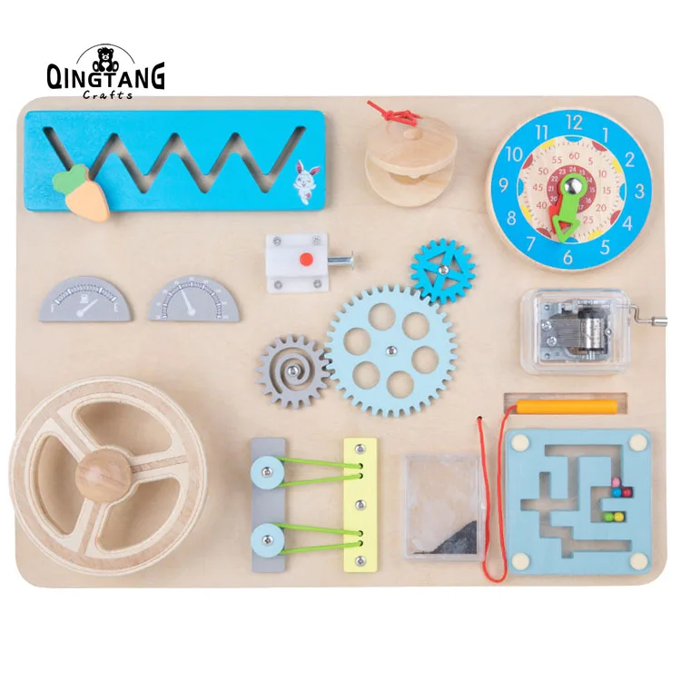 Montessori wooden movable board learning driving toy vehicle busy board