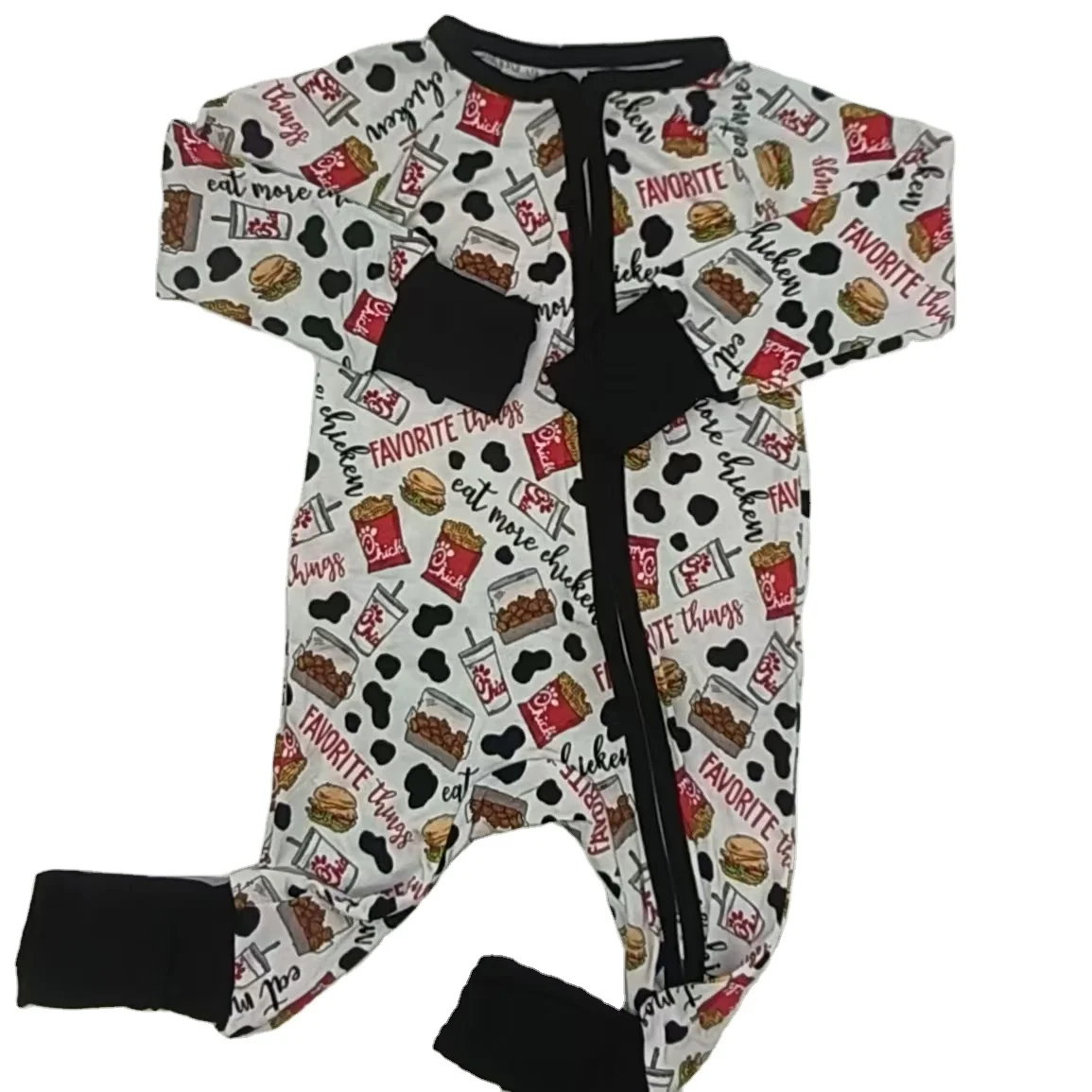 Новейший дизайн, красивая детская одежда с принтом русалки, с длинным рукавом, Бамбуковая хлопковая одежда на двойной молнии