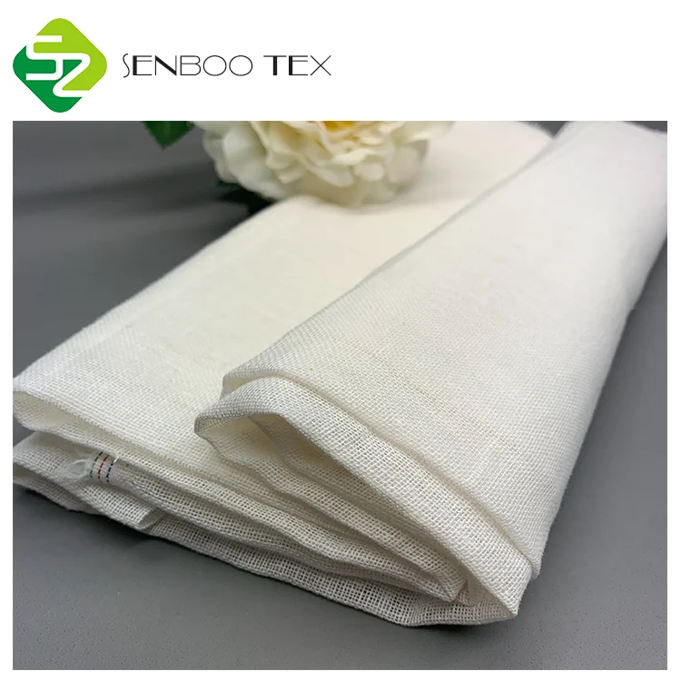 100% Unbleached White Ramie Fabric 110gsm Linen-Like Eco-Friendly Woven Mesh Fabric for Food Wraps Package Shirts Dresses