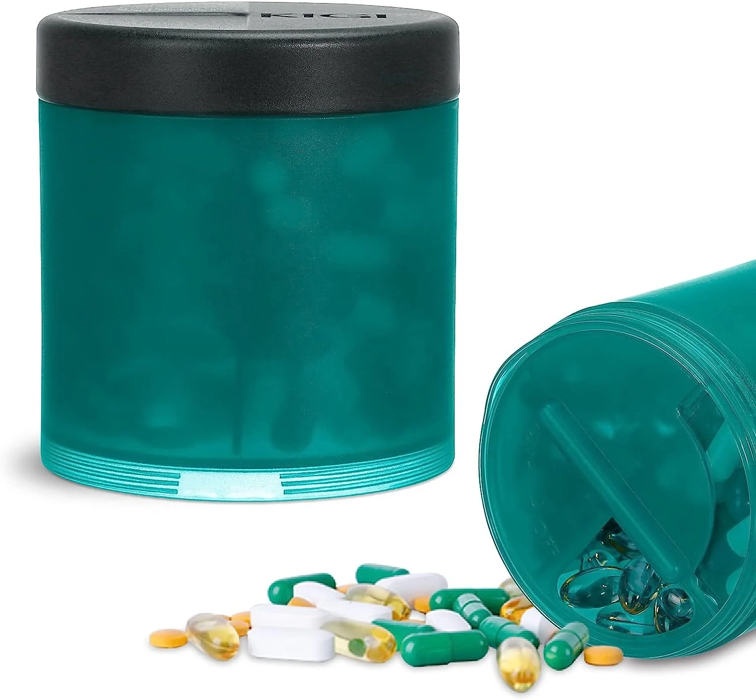 Large Capacity Supplement Pill Organizer with 4 Compartments for 1 Month Supply Medicine Dispenser Pill Bottle