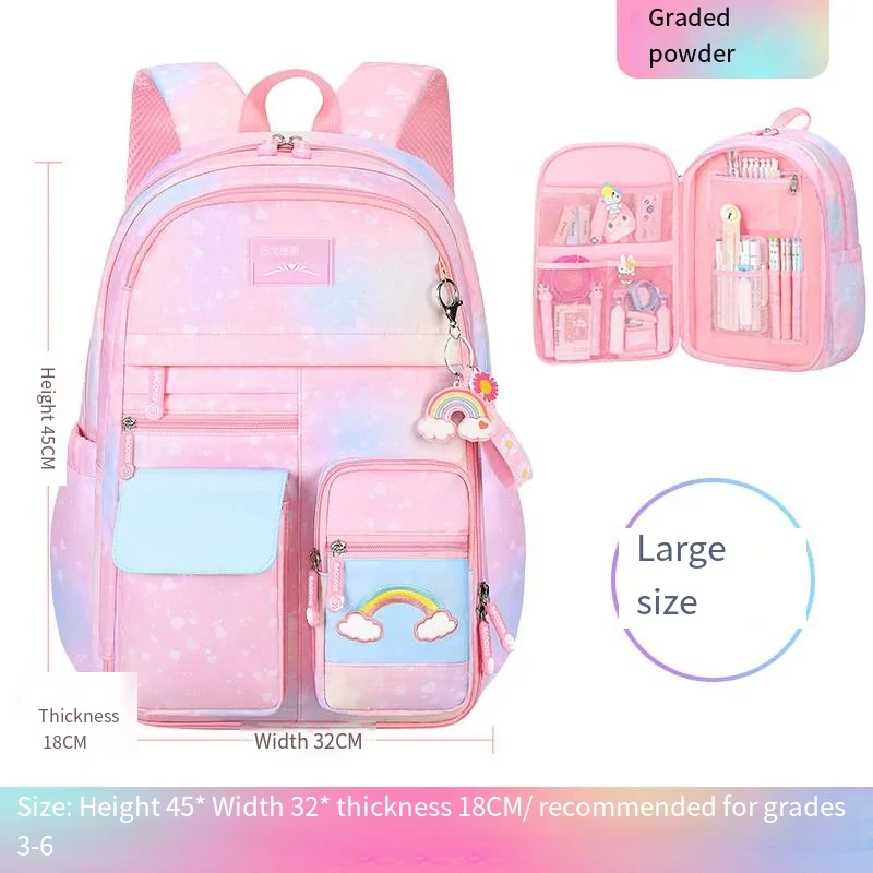 2024 Hot Selling Cute Pink Student Backpack Large Size Lightweight School Book Bag with Cartoon Pattern for Boys and Girls