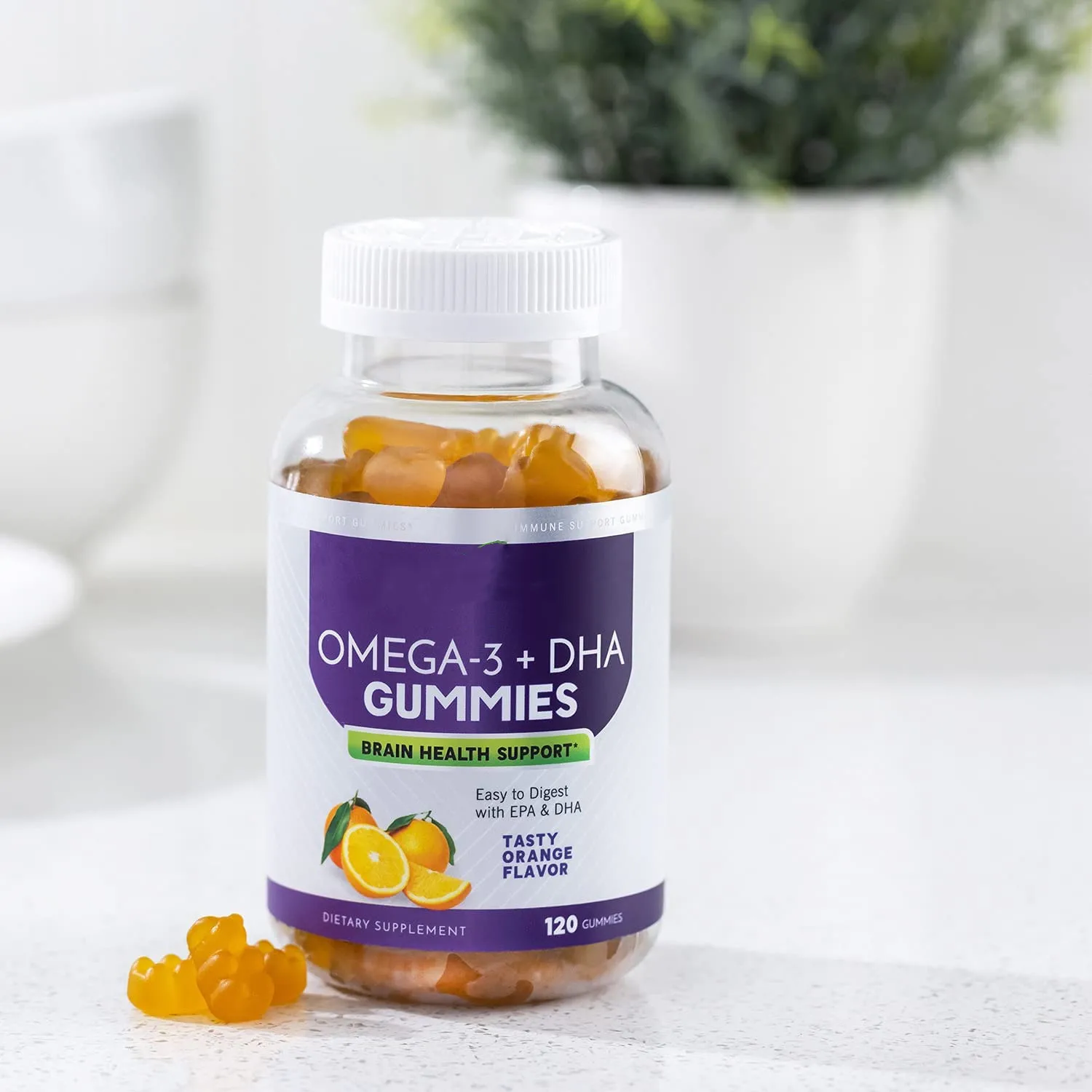 Fish Oil Gummies Extra Strength DHA & EPA, Brain Support and Joints Support, Tasty Gummy Vitamin for Men & Women