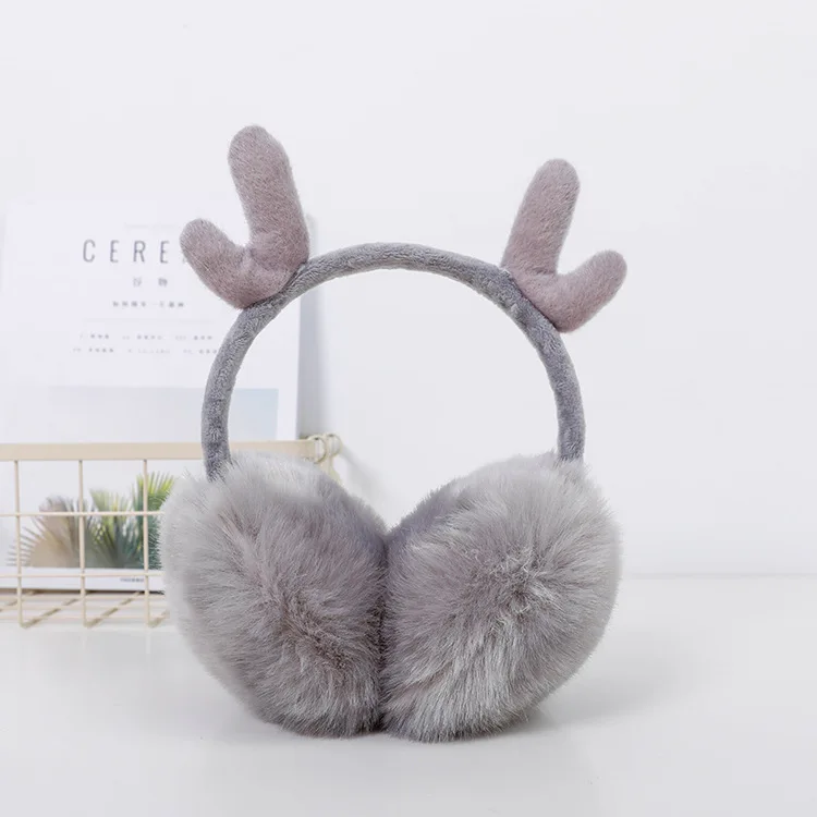 5 colors Wholesale fluffy warm antler ear muffs winter warmers baby kids fox fur earmuffs