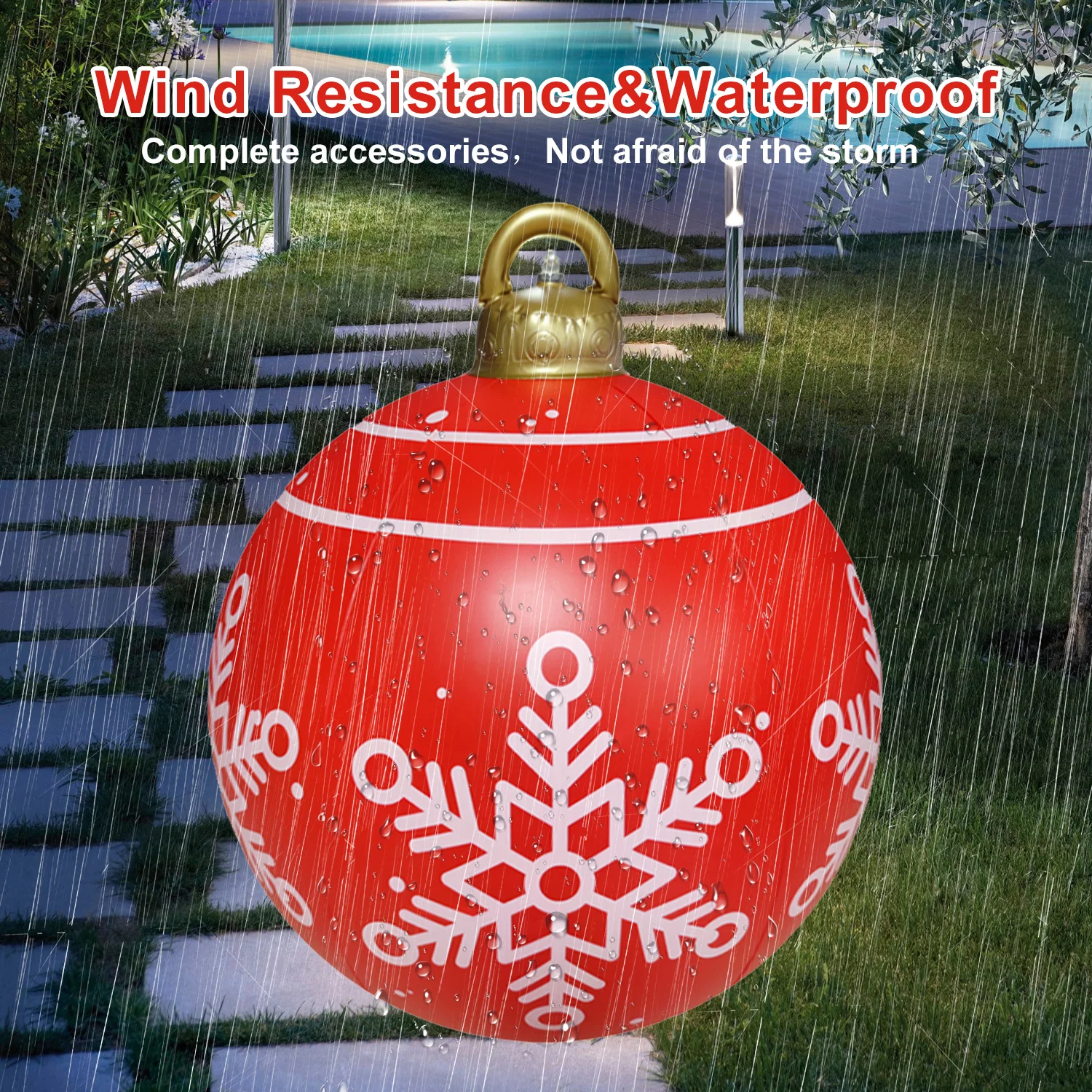 24 In 16 Colors Changing Large Big Giant Outdoor Christmas Ornamental PVC Inflatable Decorated Light Ball with Remote for Xmas