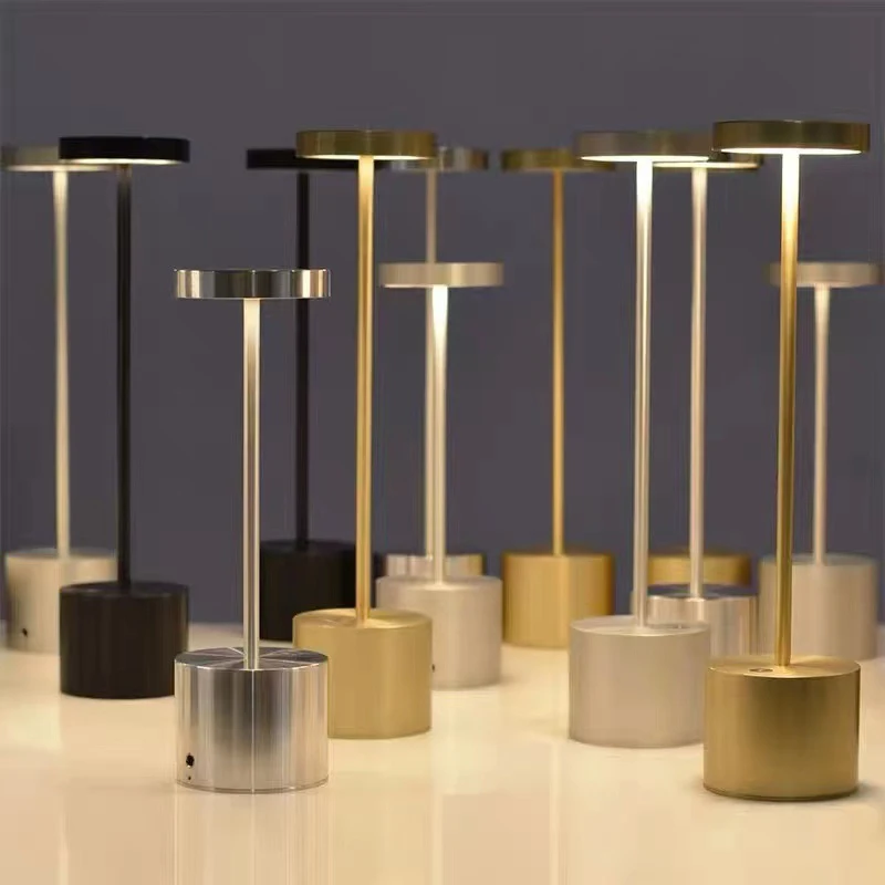 Nordic 3-level Touch Beside Bar Metal LED Table Light Modern Luxury Rechargeable Cordless Restaurant Table Lamp