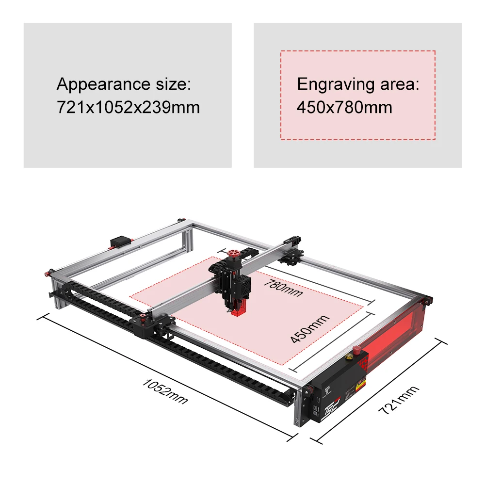 TWOTREES TS2 780x450mm Y-axis Extension Shaft Kits For Laser Engraver Enlargement Area Length Rod
