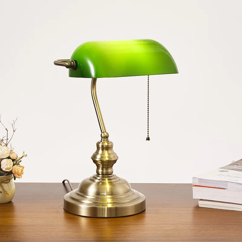 Bank Desk Lamp European Replacement Green Glass Shade Bankers Table Lamp Home Decor Antique Banker Table Lamp