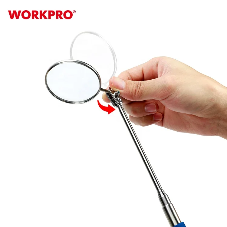 WORKPRO Telescoping Flexible Inspection Mirror Circular Telescopic Inspection Lens Fault Check Telescopic Mirror