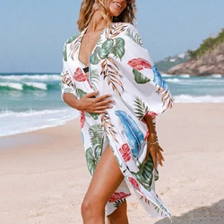 2022 Custom OEM ODM Floral 3/4 Sleeve Mid Length Kimono blouse wholesale woman casual clothing elegant