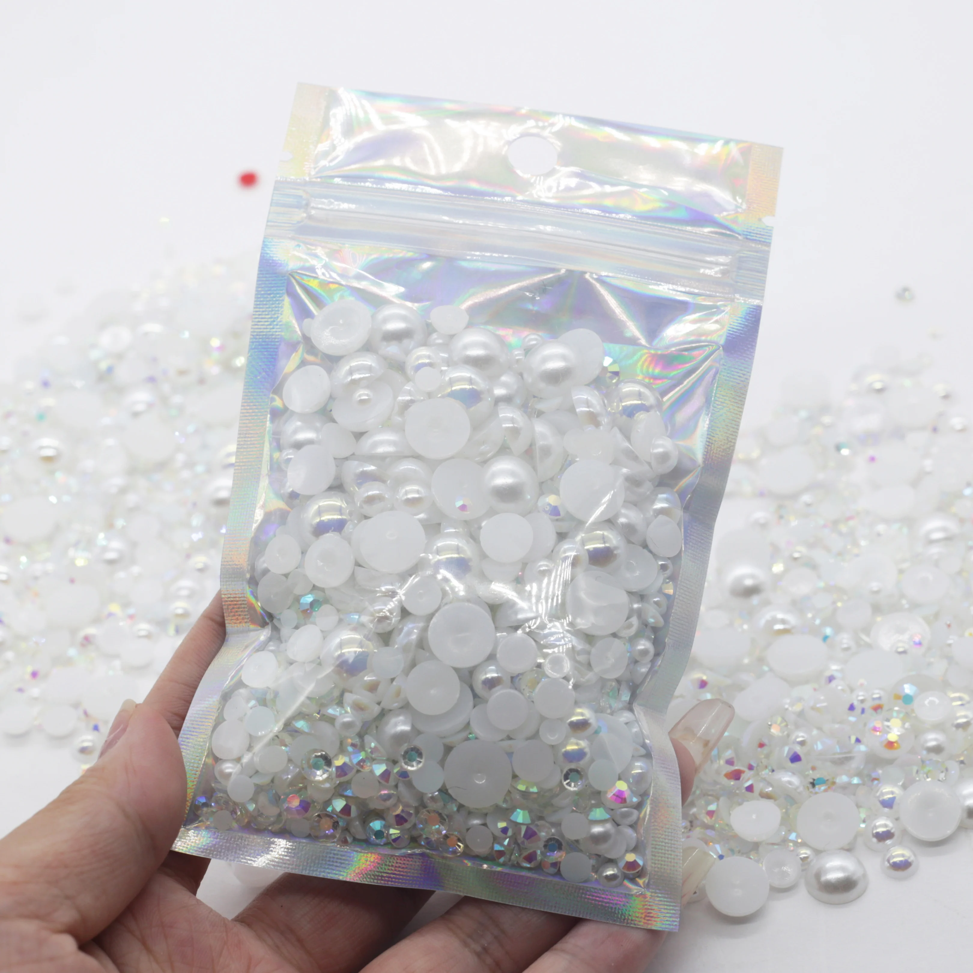 XULIN 30g/bag mix sizes 3mm-10mm flatback resin rhinestone pearls