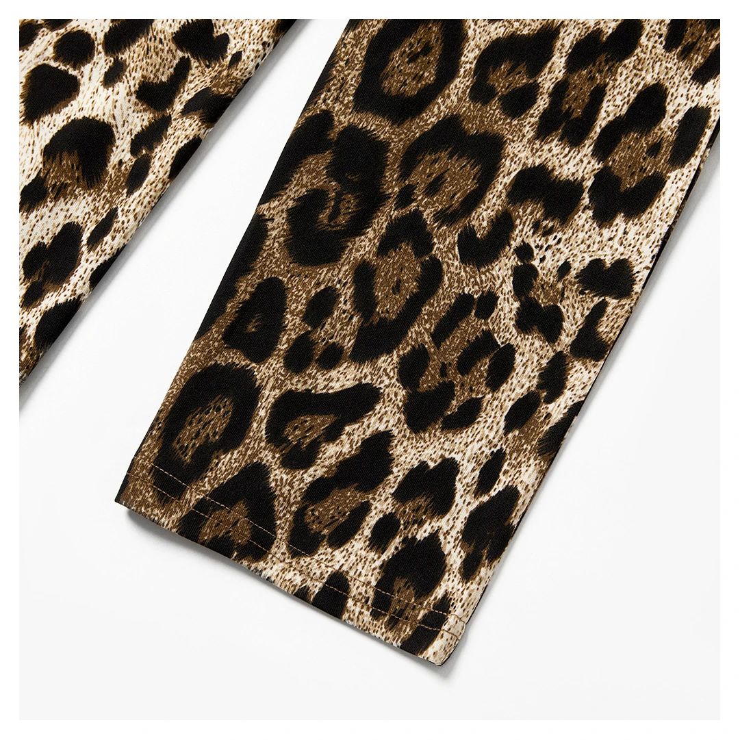 
Summer Mommy and Daughter and Baby Animal Print Outfits Cougar Mom Sleeveless Jumpsuit Baby Romper Sets Printed Girls Baby Girls 