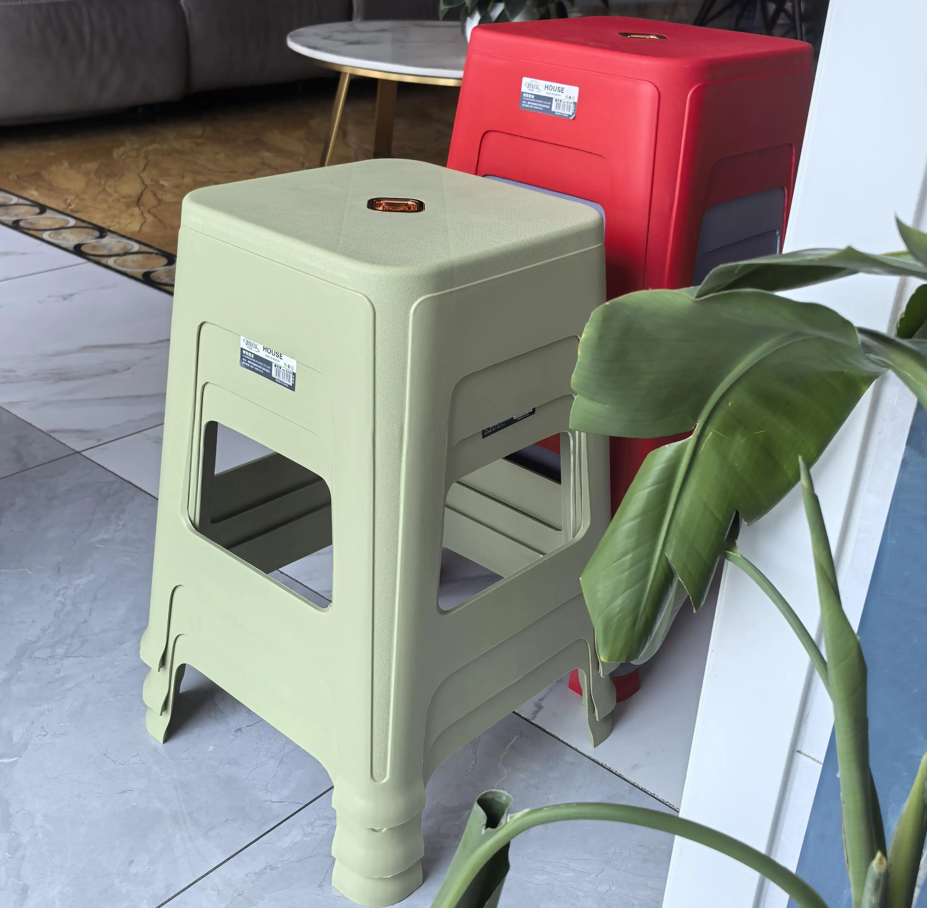 Factory Prices Thicken Household Living Room Stacked High Foot  Bench Fashion Creative Stackable Plastic Square Stool