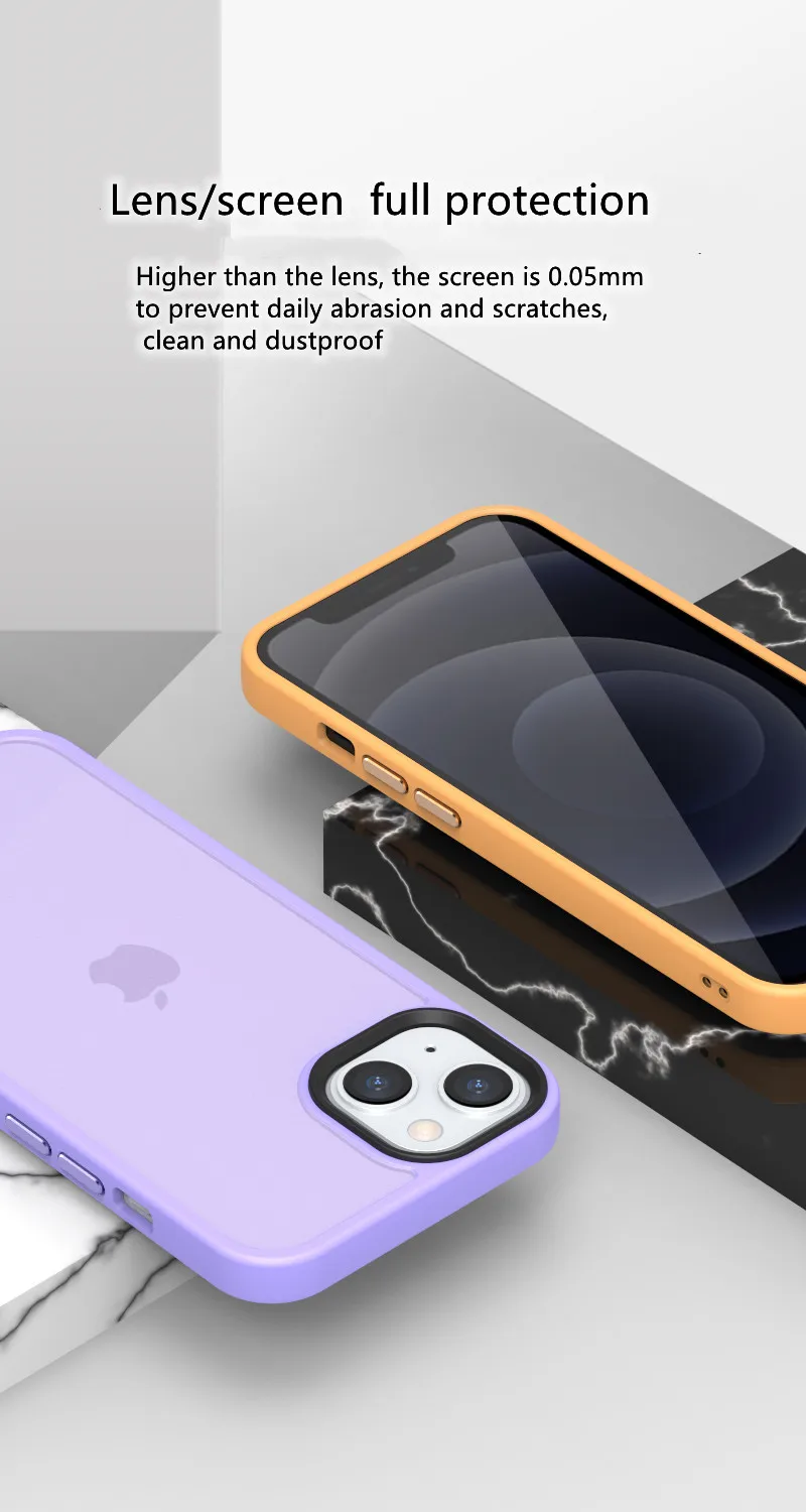 Funsion translucent PC  soft TPU frame Black camera ring Wholesale waterproof Shockproof for iphone 13 pro max phone case