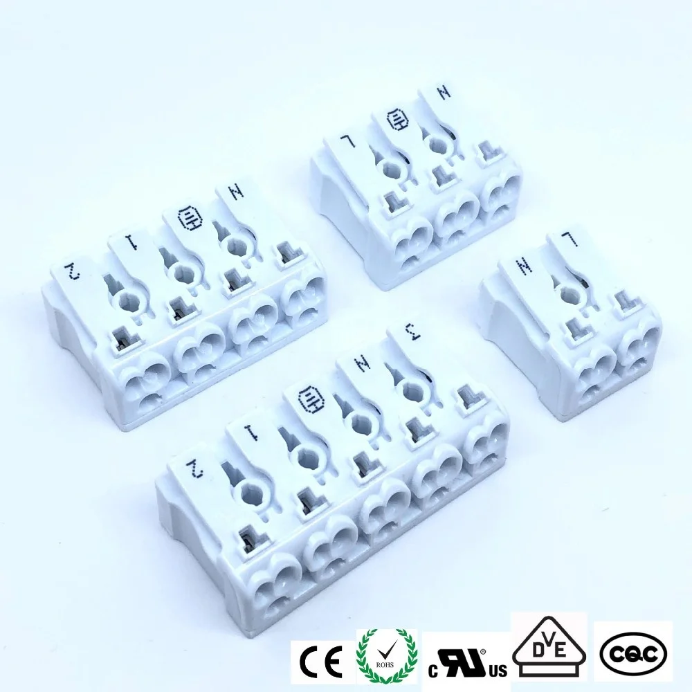 LED electrical lighting fast wire connector 2-pin screwless self-locking terminal block