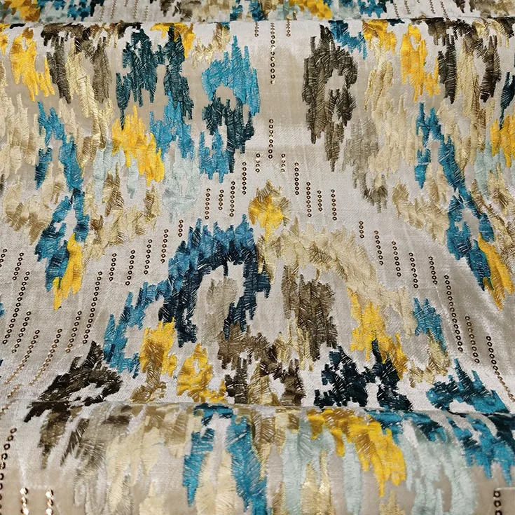 CF0182A китайская ткань, обеденный стул, металлическая мебель для гостиной, Европейский хлопок, два сиденья, диван с вышивкой, бархатная ткань