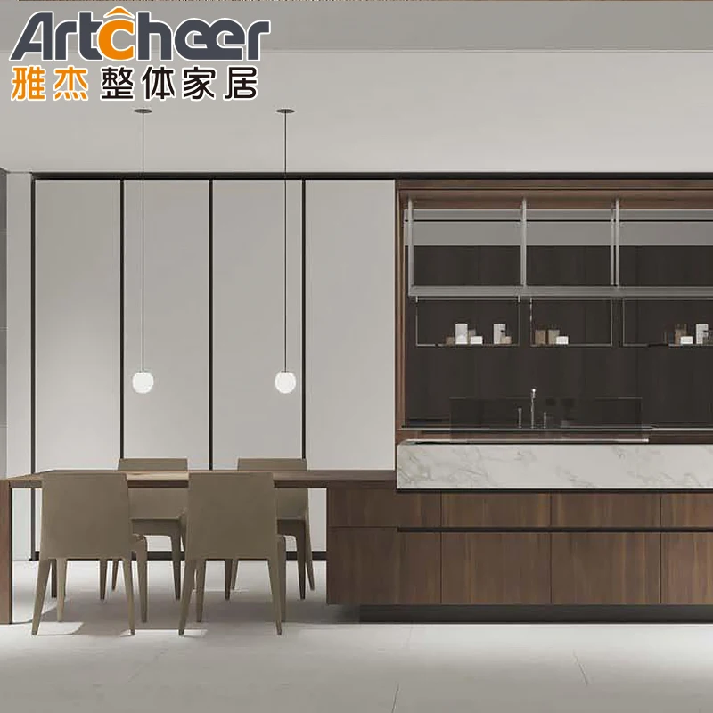 Kitchen cabinet modern furniture design with luxury handles and faucet