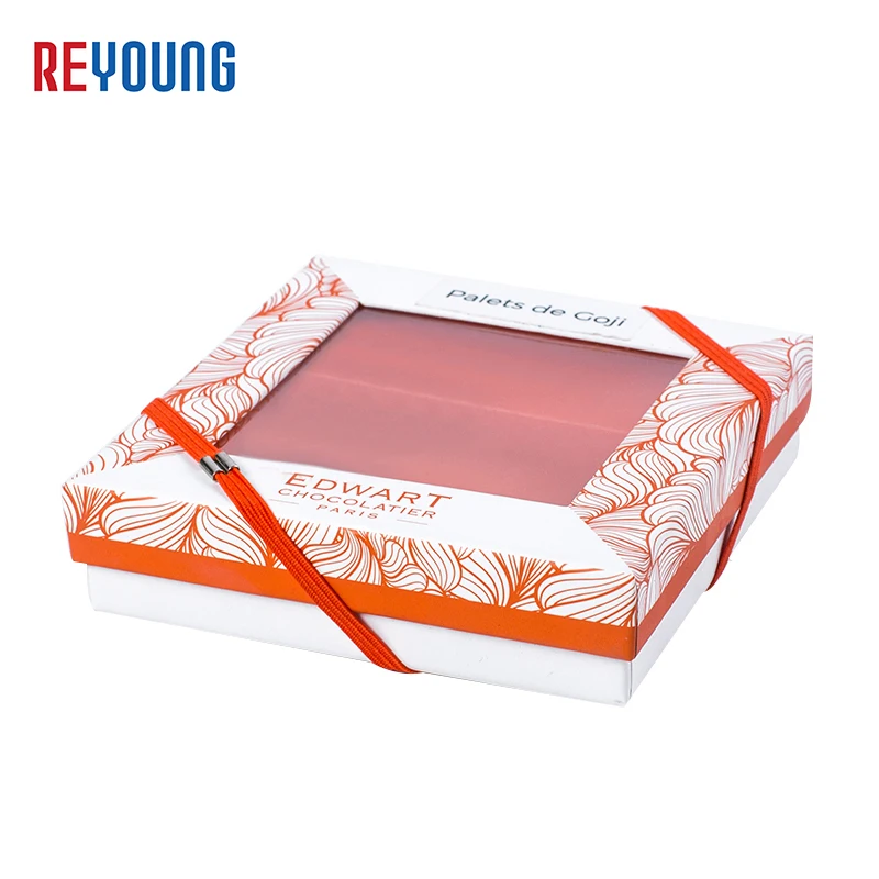 Custom 2 Piece Design Empty Cardboard Truffle Chocolate Gift Box With Window Clear Lid