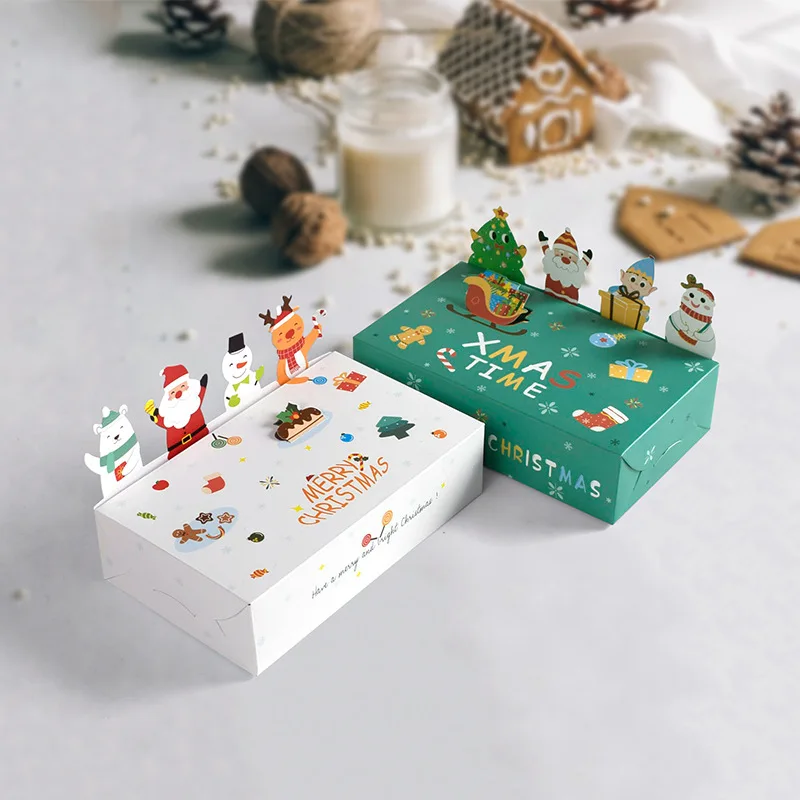 Luxury 10PCS/bag Three-dimensional animal cute candy cookie folding box Christmas gift wrapping paper gift box