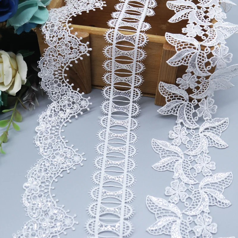 2024 newest flower ribbons 100% Polyester flower eyelet fabric lace trimming Water soluble lace for garment